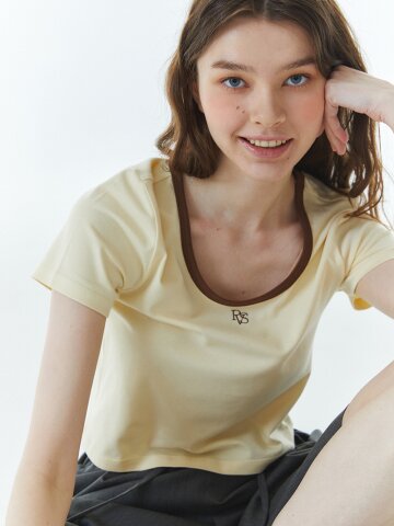 RVS Ringer Cropped T-Shirt Yellow