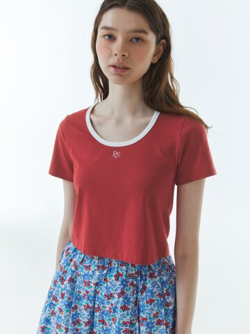 RVS Ringer Crop T-Shirt Red