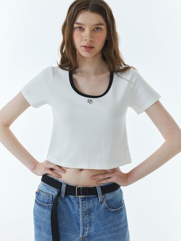 RVS Ringer Cropped T-Shirt White