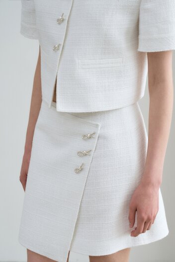 Tweed Wrap Mini Skirt