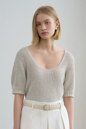 Puff Sleeve Netted Knit