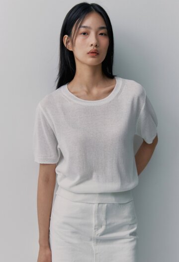 스탠다드 린넨 반팔니트_아이보리