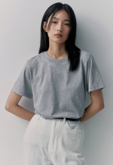 실키 반팔티_그레이