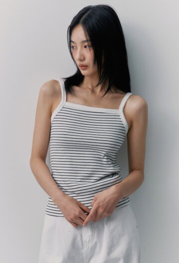 스트라이프 슬리브리스_아이보리