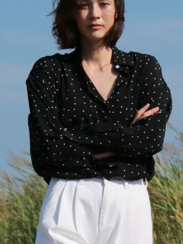 도트 오버핏 셔츠