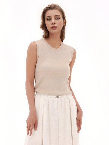 U neck  Sleeveless Knit _Beige