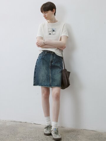 TG_Washed midi denim skirt