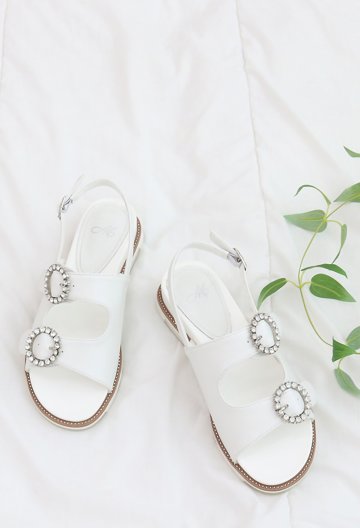 천연 소가죽 러블리 스트랩 샌들 미끄럼방지창 3.5cm M24M08L