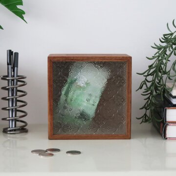 빈티지 우드 동전 지폐 인테리어 저금통 