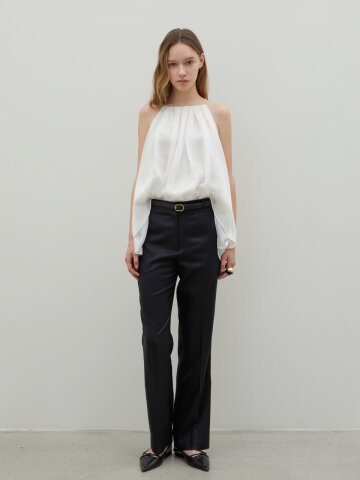 Tailored Silk Trousers Black