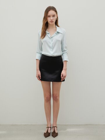 Cotton Silk Mini Skirt Black