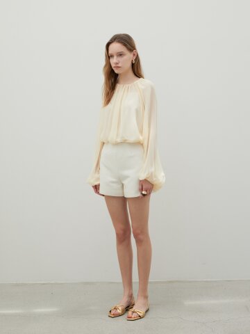 Textured Silk Shorts Off White