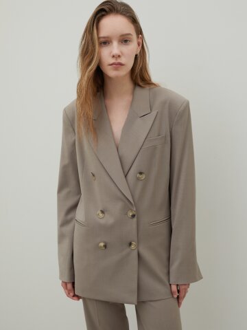 Double Breasted Blazer Beige