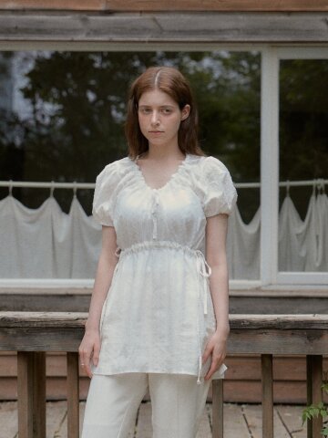 Ribbon Shirring Mini Onepiece (White)