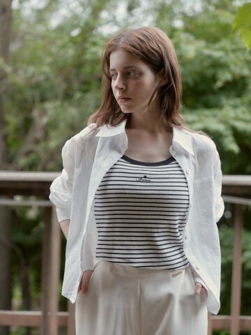 Pocket Crop Linen Shirts (White)