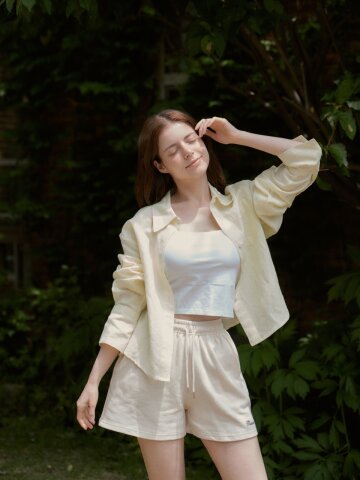 Pocket Crop Linen Shirts (Yellow)