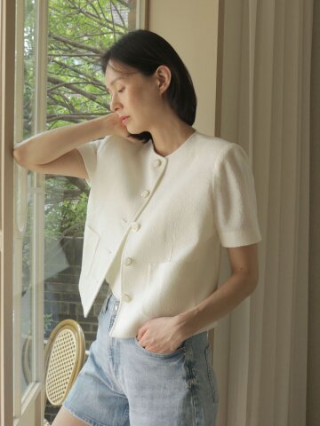 트위드 반팔 자켓