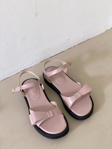 unbalance ribbon platform sandal pink