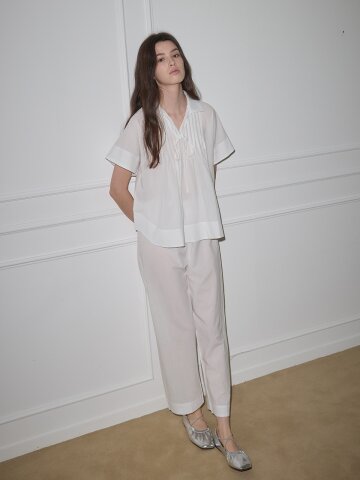 MJ_Elegant pleats pajamas_WHITE
