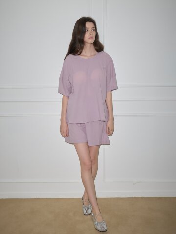 MJ_Round neck loose pajamas_PURPLE
