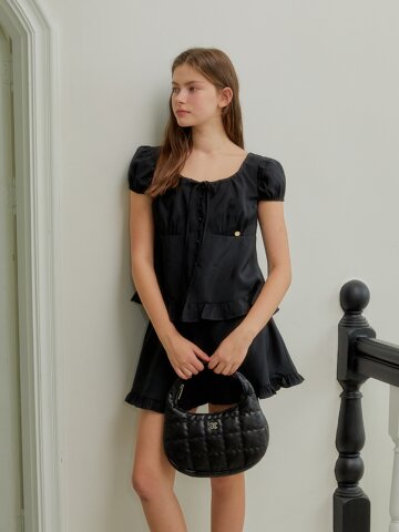 VOLUME SLEEVE RIBBON BLOUSE_BLACK