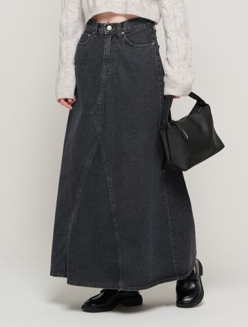 맥시 데님 롱스커트 (블랙)