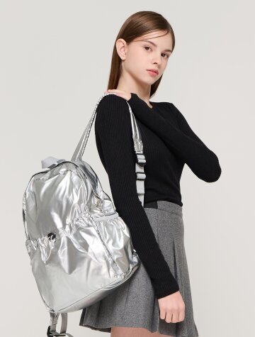 팝스 프론트 스트링 백팩 (실버)