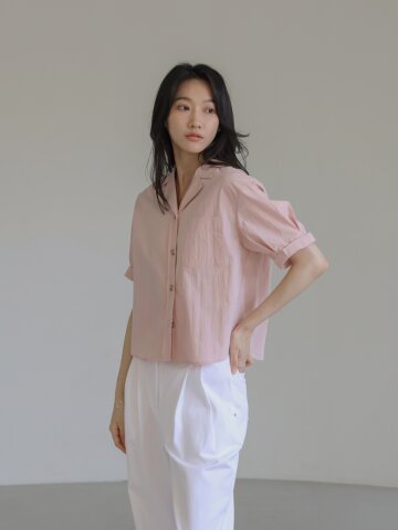 오픈 하프 롤업블라우스