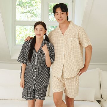 포슬 요루체크 남여공용 여름잠옷 투피스 홈웨어 5colors