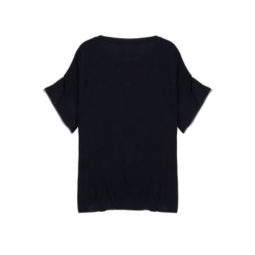 [슬로우어반]라운드 반소매 프릴 썸머 니트