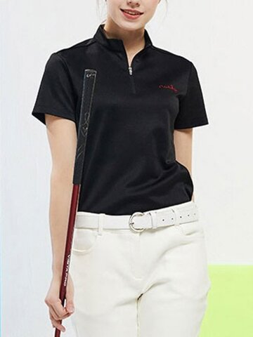 [밀라숀]여성 하프집업 반팔 티셔츠_DPTS240608