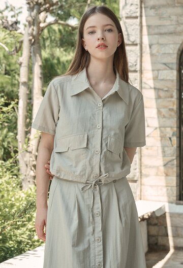 제퍼 엠-포인트 블라우스-롱 스커트 셋업