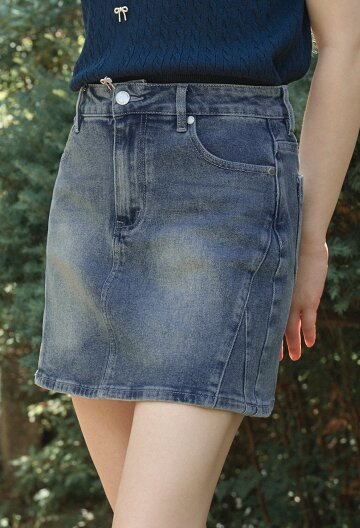 빌러비드 엠-포인트 데님 미니 스커트