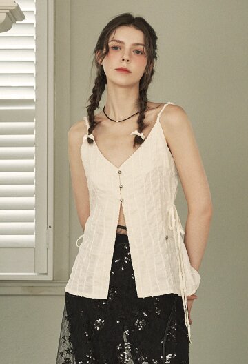 블랍 브이넥 슬릿 뷔스티에