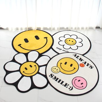 포시엘라 원형러그 먼지없는 대형 단모 스마일 러그