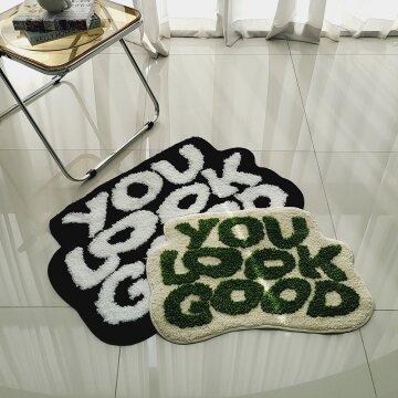 포시엘라 미니 러그 워셔블 포인트 원룸 러그 비정형 레터링