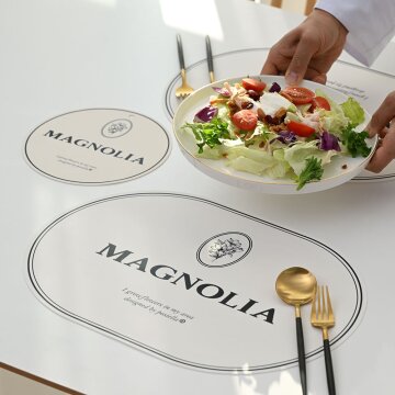 포시엘라 실리콘 식탁 테이블 매트 방수 타원 그레이스