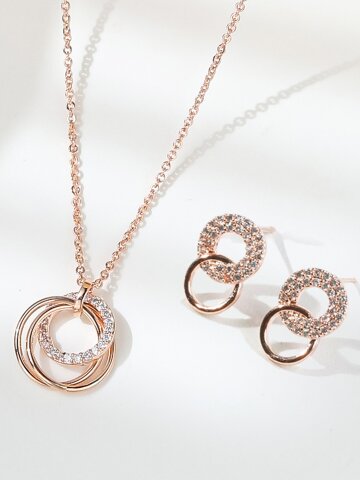 멀티플 라운드 주얼리 세트 2종 (목걸이+이어링2종) STJ-NB1136RG-1+STJ-ES1491RG1