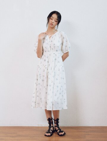IT_Floral balloon sleeves dress
