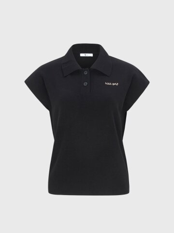 카라 버튼업 니트 탑 티셔츠 (블랙)_L4B1-NB13K