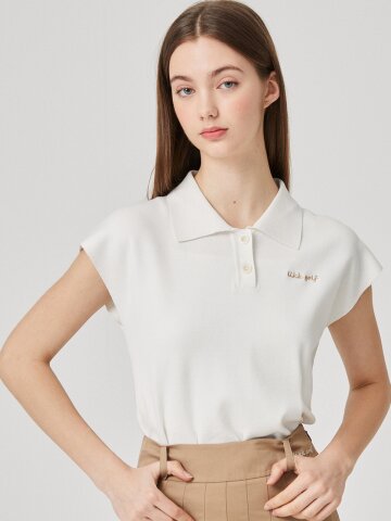 카라 버튼업 니트 탑 티셔츠 (화이트)_L4B1-NB13K