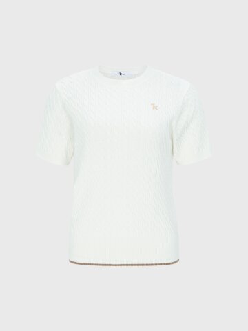 케이블 라운드 반팔 니트 티셔츠 (아이보리)_L4B1-NB11K