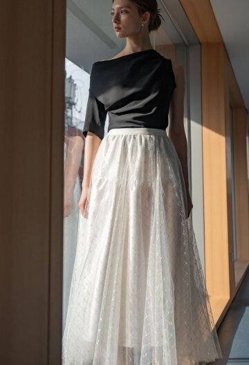 [24SS]WHITE SWAN SHA BANDING SKIRT