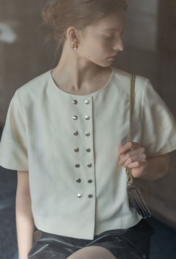 [24SS]SNAPPED CROP HALF SLEEVE JACKET IV