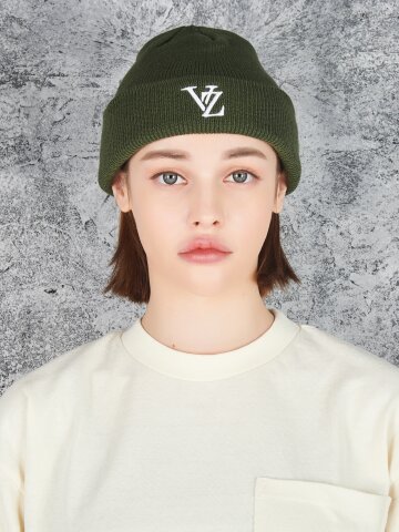 3D 모노그램 비니 카키