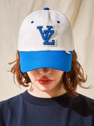VZ 아플리케 투톤 오버핏 볼캡 블루