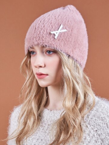 VA 브로치 소프트 앙고라 비니 핑크