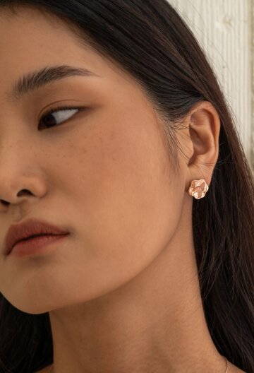 Organic Flower Opal Stud Earring