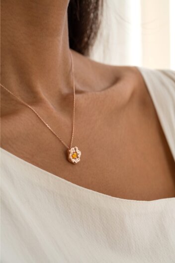 Organic Flower Opal Pendant Necklace