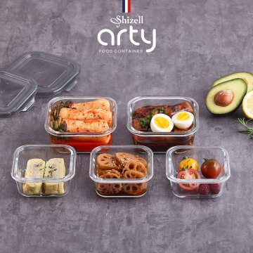 아티 내열용기 정사각5종세트(정사각320ml*3ea+520ml*2ea)